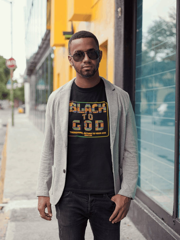 Black to God Faith T-Shirt - Kente Print with Hosea 12:6 - Encore2woBlackS