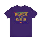 Black to God Faith T-Shirt - Kente Print with Hosea 12:6 - Encore2woTeam PurpleS