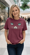 Blue Cat Eyes Face Comfort Colors T-Shirt for Cat Lovers - Encore2woBrickS