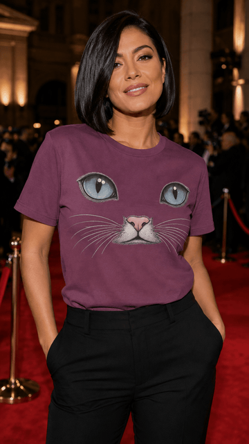 Blue Cat Eyes Face Comfort Colors T-Shirt for Cat Lovers - Encore2woBerryS