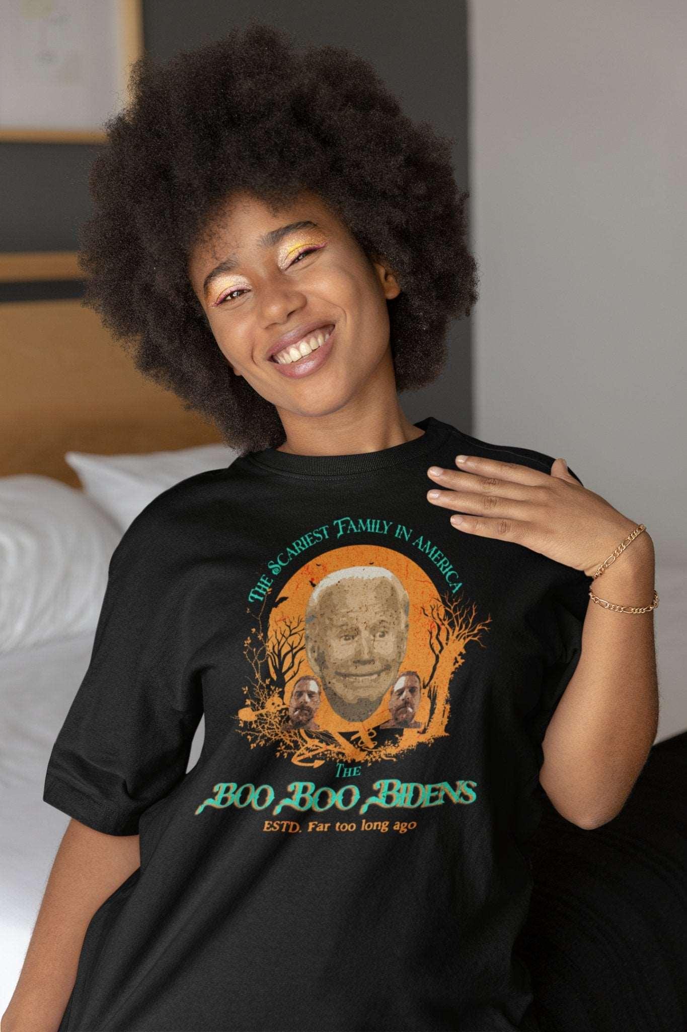 Boo Boo Biden Halloween T - Shirt | Scary Funny Political Satire Tee - Encore2woBlackS