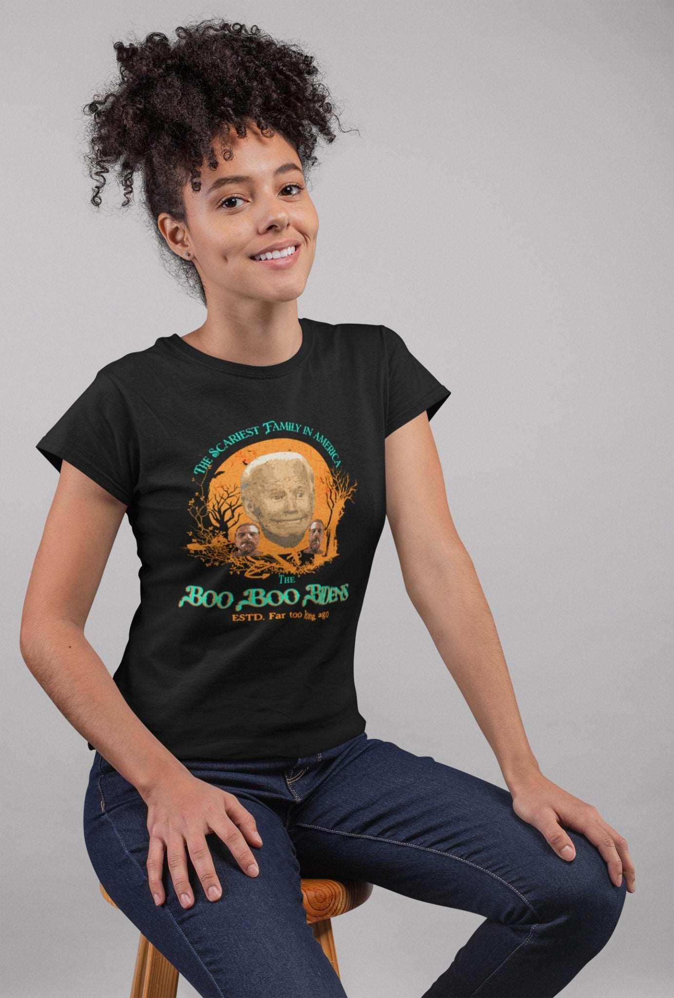 Boo Boo Biden Halloween T - Shirt | Scary Funny Political Satire Tee - Encore2woBlackS