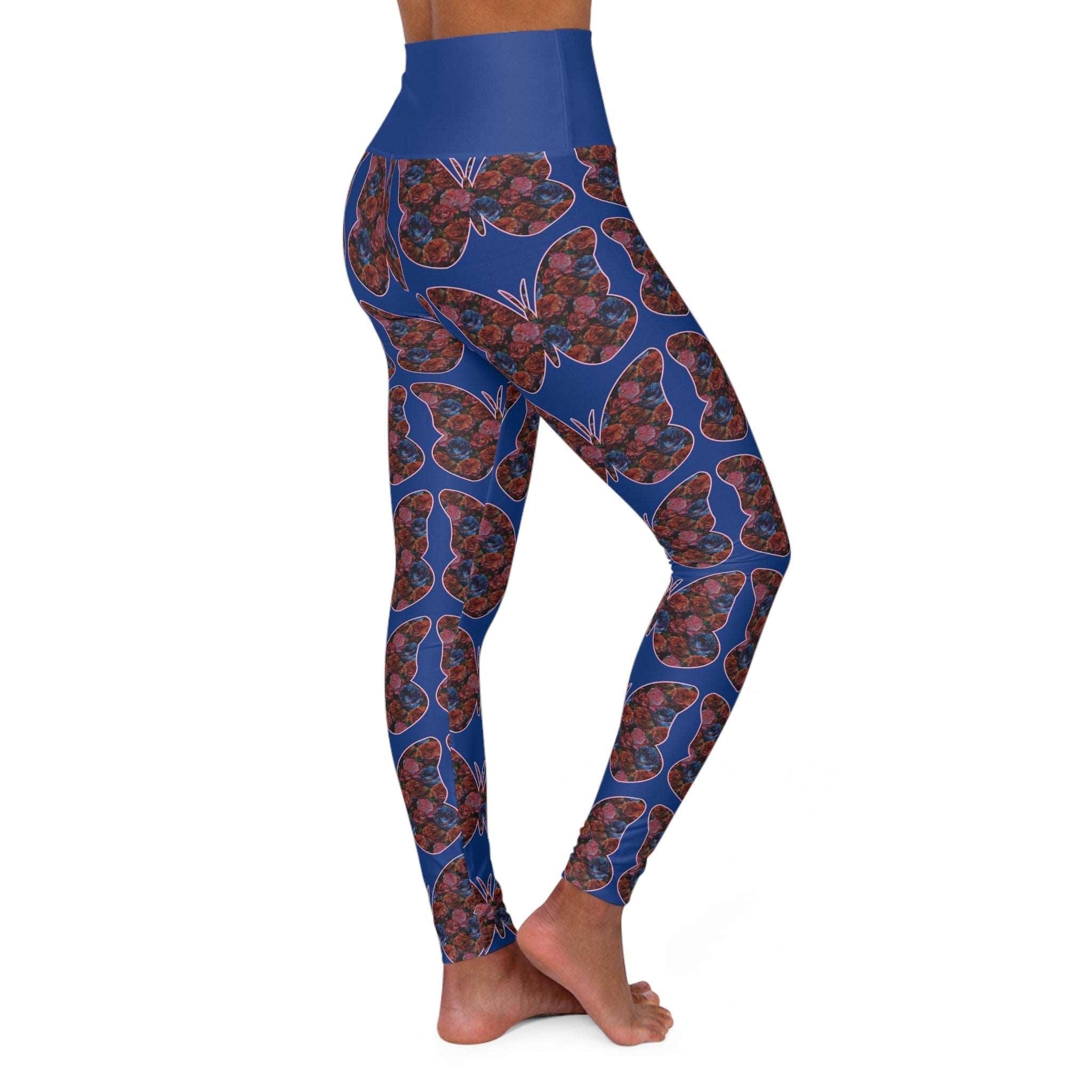 Butterflower Bliss Yoga Pants - Floral Butterfly Patterned Leggings high Waist Yoga Leggings - Encore2woXS