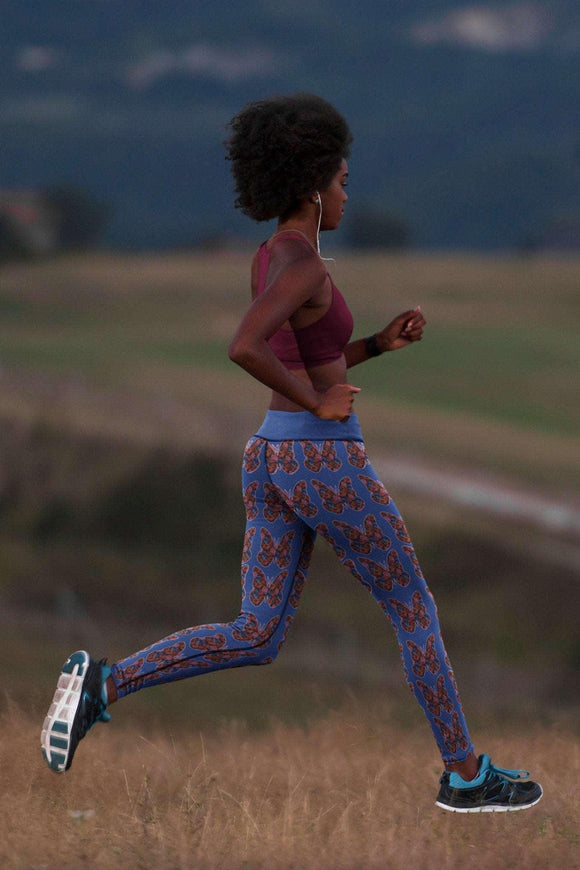 Butterflower Bliss Yoga Pants - Floral Butterfly Patterned Leggings high Waist Yoga Leggings - Encore2woXS