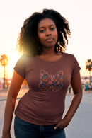 Butterflower Butterfly T-Shirt Beautiful Floral Tee - Encore2woWhiteS