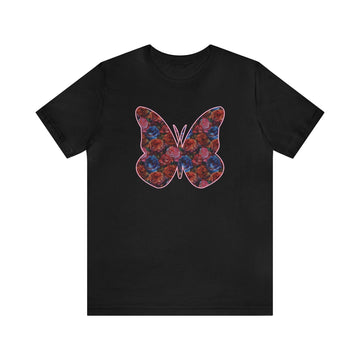 Butterflower Butterfly T-Shirt Beautiful Floral Tee - Encore2woBlackS
