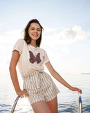 Butterflower Butterfly T-Shirt Beautiful Floral Tee - Encore2woWhiteS