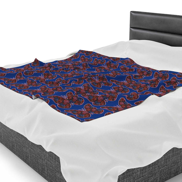 Butterfly and Floral Velveteen Plush Blanket - Encore2wo50" × 60"