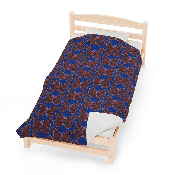 Butterfly and Floral Velveteen Plush Blanket - Encore2wo50" × 60"