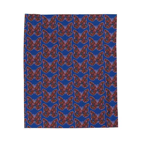 Butterfly and Floral Velveteen Plush Blanket - Encore2wo50" × 60"