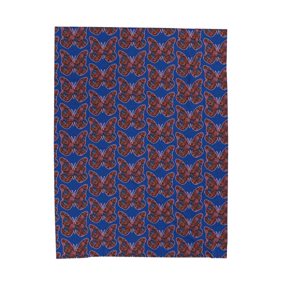 Butterfly and Floral Velveteen Plush Blanket - Encore2wo60" × 80"