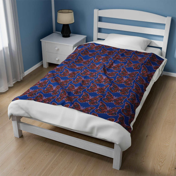 Butterfly and Floral Velveteen Plush Blanket - Encore2wo50" × 60"