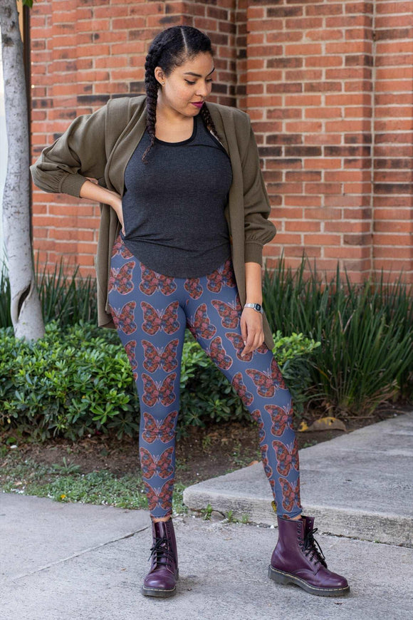 Butterfly Floral High - Waist Yoga Pants - Butterflower Bliss - Encore2woXS