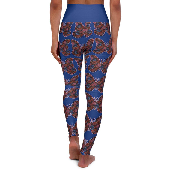 Butterfly Floral High - Waist Yoga Pants - Butterflower Bliss - Encore2woXS