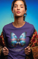 Butterfly T-Shirt - "Praised" Inspirational Design Proverbs 31:30 - Encore2woTeam PurpleS