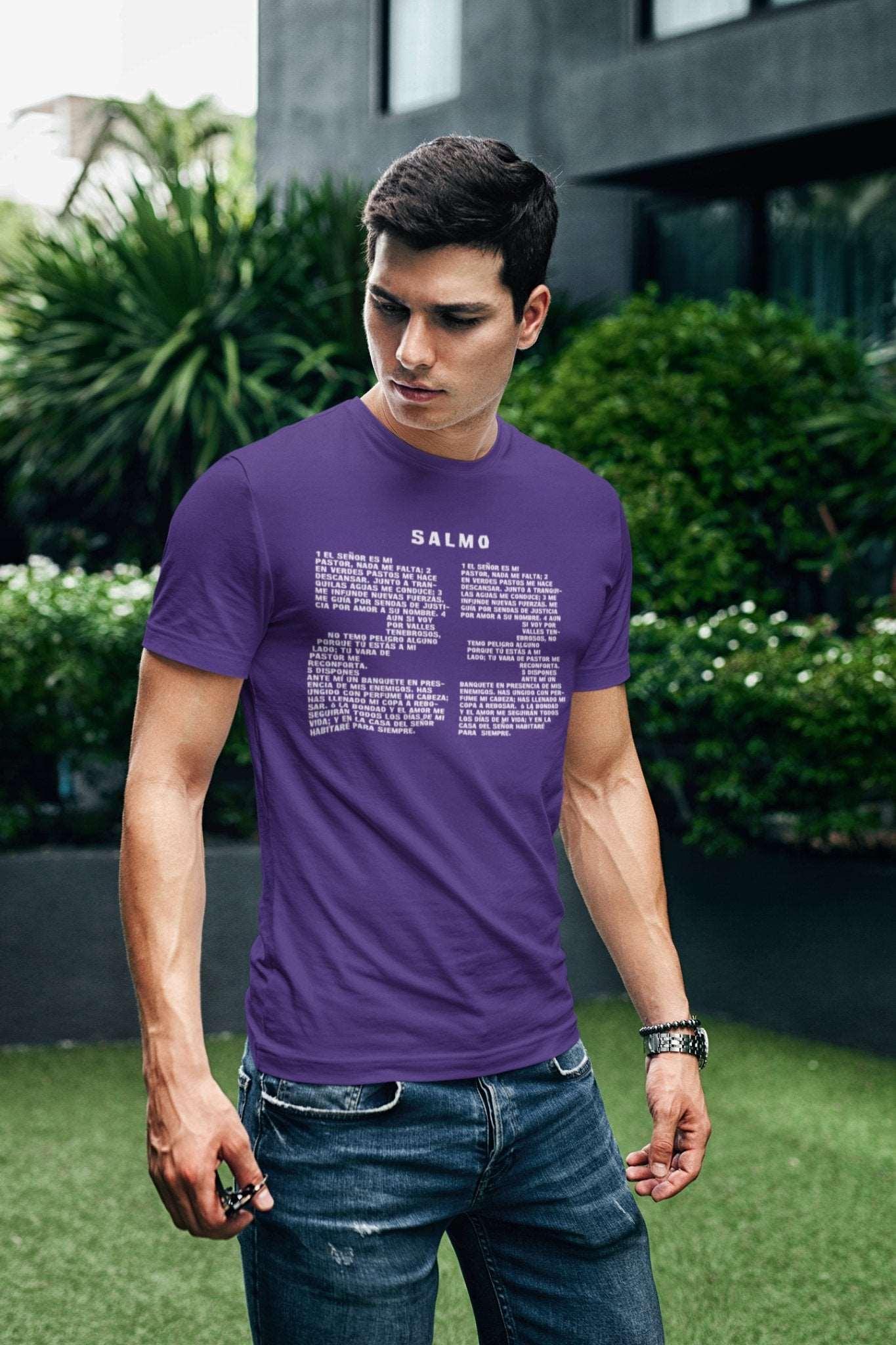 Camiseta Salmo 23 | Diseño Inspirado | Texto del Salmo 23 (Psalm23 Tee in Spanish) - Encore2woTeam PurpleS