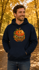 Carved by Grace Christian Fall Hoodie – Ezekiel 36:26 Pumpkin Sweatshirt - Encore2woPurpleS