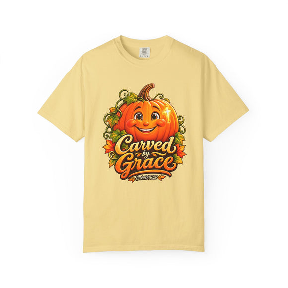 Carved by Grace Ezekiel 36:26 Christian Halloween Cotton T-Shirt - Encore2woBlackS
