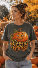Carved by Grace Ezekiel 36:26 Christian Halloween Cotton T-Shirt - Encore2woBlackS
