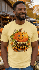 Carved by Grace Ezekiel 36:26 Christian Halloween Cotton T-Shirt - Encore2woBlackS