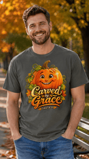 Carved by Grace Ezekiel 36:26 Christian Halloween Cotton T-Shirt - Encore2woBlackS