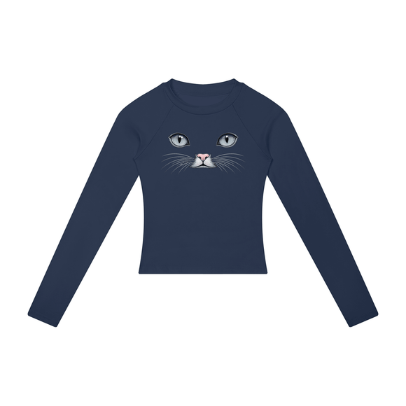 Cat Eyes Women’s Slim Raglan Long Sleeve T-Shirt - Encore2woNavy BlueS