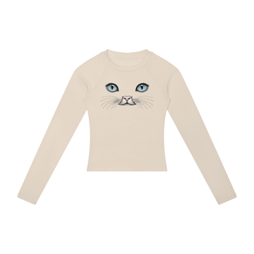 Cat Eyes Women’s Slim Raglan Long Sleeve T-Shirt - Encore2woKhakiS