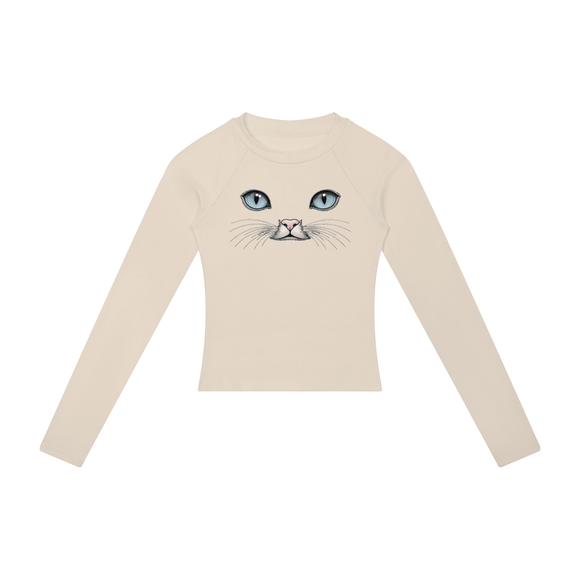 Cat Eyes Women’s Slim Raglan Long Sleeve T-Shirt - Encore2woKhakiS