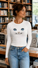 Cat Eyes Women’s Slim Raglan Long Sleeve T-Shirt - Encore2woKhakiS