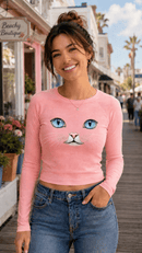 Cat Eyes Women’s Slim Raglan Long Sleeve T-Shirt - Encore2woKhakiS