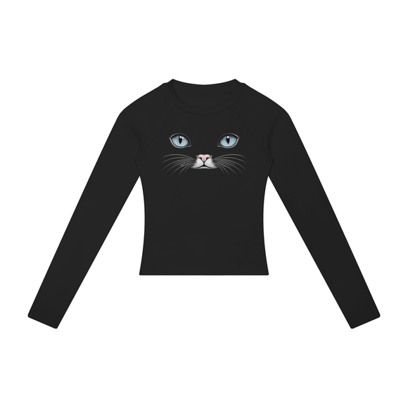 Cat Eyes Women’s Slim Raglan Long Sleeve T-Shirt - Encore2woBlackS