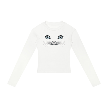 Cat Eyes Women’s Slim Raglan Long Sleeve T-Shirt - Encore2woWhiteS