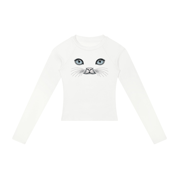 Cat Eyes Women’s Slim Raglan Long Sleeve T-Shirt - Encore2woWhiteS