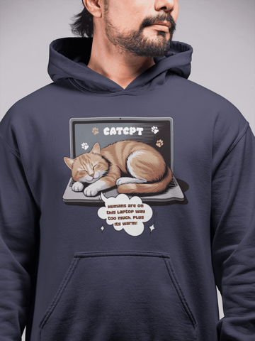 CatCPT Funny Cat Laptop Graphic Tee Tech Humor T Shirt - Encore2woNavyS