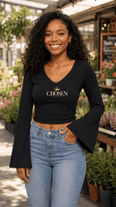 Chosen 1 Peter 2:9 Women's Bell Sleeve Christian Top - Encore2woBlackS