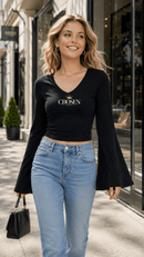 Chosen 1 Peter 2:9 Women's Bell Sleeve Christian Top - Encore2woBlackS