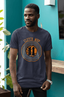 Clutch MVP Basketball Tee – Retro Orange & Blue Hoop Graphic - Encore2woNavyS