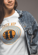 Clutch MVP Basketball Tee – Retro Orange & Blue Hoop Graphic - Encore2woNavyS