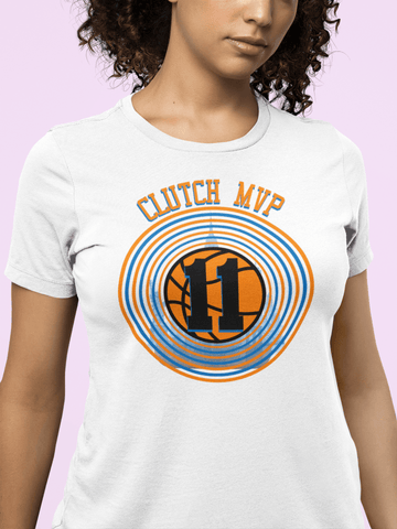 Clutch MVP Basketball Tee – Retro Orange & Blue Hoop Graphic - Encore2woWhiteS