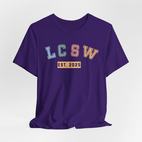 Colorful LCSW Graphic Tee Licensed Clinical Social Worker Shirt - Encore2woTeam PurpleS