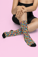 Colorful Patchwork Crew Socks - Encore2woWhiteOne size3/4 Crew