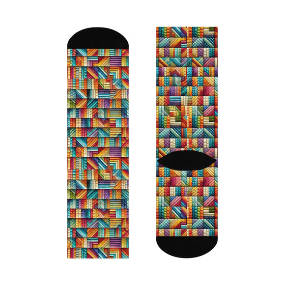 Colorful Patchwork Socks - Encore2woWhiteOne size3/4 Crew