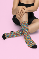 Colorful Patchwork Socks - Encore2woWhiteOne size3/4 Crew
