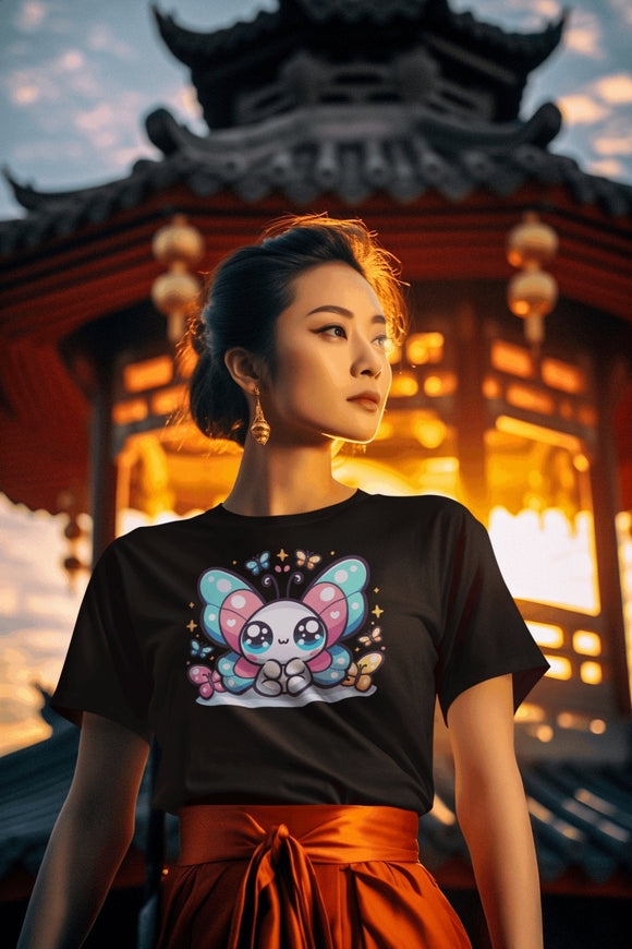 Comfort Colors Kawaii Butterfly Garment - Dyed T-Shirt - Encore2woWhiteS