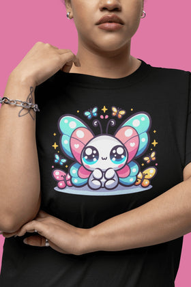 Comfort Colors Kawaii Butterfly Garment - Dyed T-Shirt - Encore2woBlackS