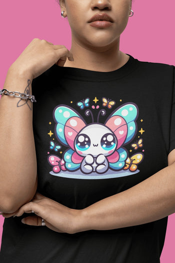 Comfort Colors Kawaii Butterfly Garment - Dyed T-Shirt - Encore2woBlackS