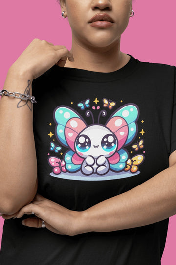 Comfort Colors Kawaii Butterfly Garment - Dyed T-Shirt - Encore2woBlackS