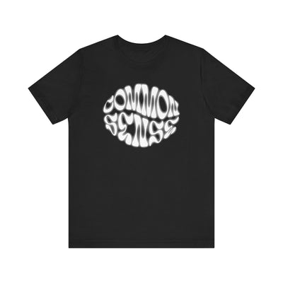 Common Sense Retro Psychedelic Font Graphic Tee Statement Shirt - Encore2woBlackS