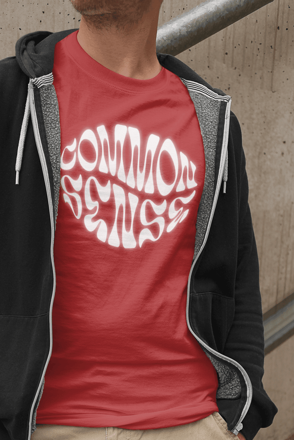 Common Sense Retro Psychedelic Font Graphic Tee Statement Shirt - Encore2woRedS