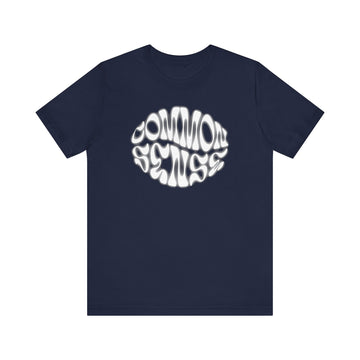 Common Sense Retro Psychedelic Font Graphic Tee Statement Shirt - Encore2woNavyS